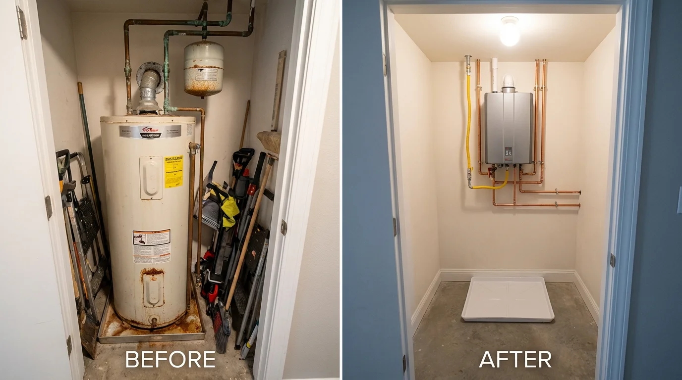 Tank water heater versus wall-mounted tankless unit comparison for Vancleave, MS homeowners